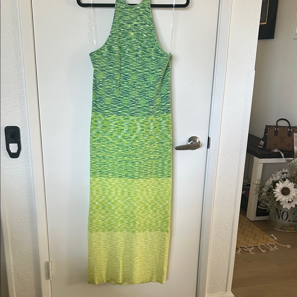 Vibrant Green and Yellow Maxi Dress